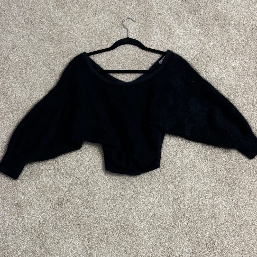 Spirit Black Off-Shoulder wool sweater